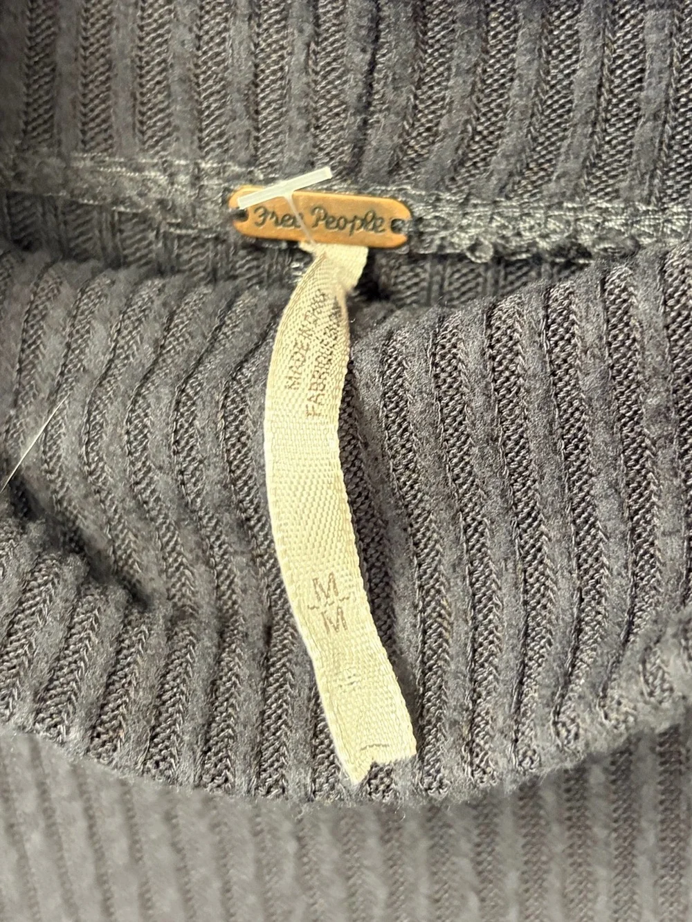 Free People Prism Fair Isle Sweater Gray Ribbed Boho Thermal Pullover Top Size M